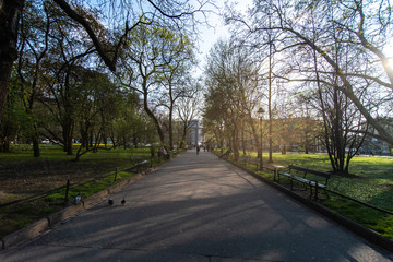 Fototapeta na wymiar Krakow, Poland - April, 2019: Blonia park in Krakow, Poland