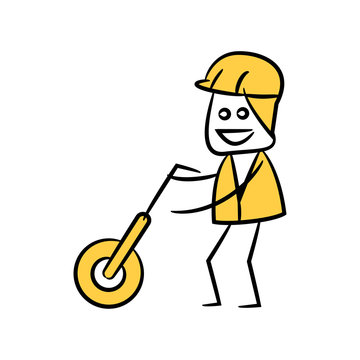 surveyor or service man  in yellow theme