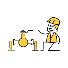 engineer or service man control valve in yellow theme