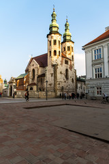 Fototapeta na wymiar Krakow, Poland - April 2019: The Little Market Square, Krakow, Poland. Krakow - Poland's historic center, a city with ancient architecture.