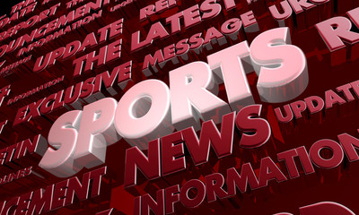Sports Report News Scores Update Word Collage 3d Illustration