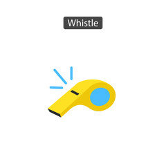 Whistle of referee flat icon.