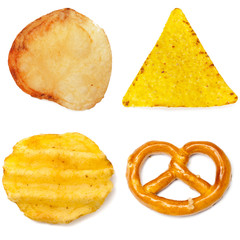 Cracker snacks isolated on over white background