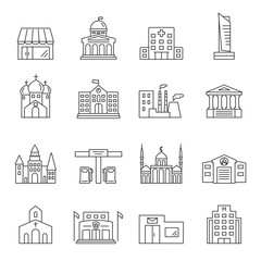 Urban infrastructure outline icons set