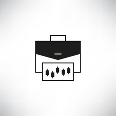 briefcase and graph icon for portfolio management concept