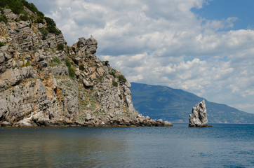 Naklejka premium Mountains in blue waters of the Black Sea