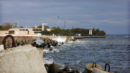 North pier in Baltiysk. Kaliningrad. Baltic sea.
