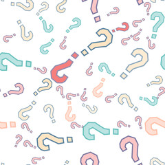 Quiz seamless pattern. Question marks, doubt, faq