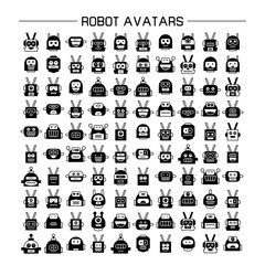vector set of robot avatar icons 