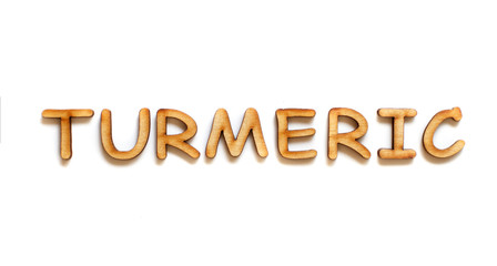 Word Turmeric made from wooden letters