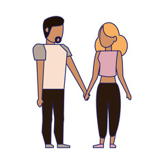Obraz premium Young couple avatar faceless blue lines
