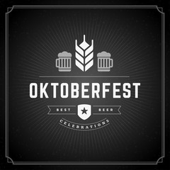 Oktoberfest vintage poster or greeting card vector illustration