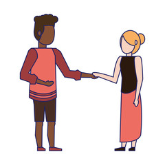 Young couple avatar faceless blue lines