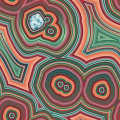 Infinite Agate Geode Seamless Repeat Vector Pattern Swatch.  Bands and crystal centers.  Abstract, natural, contours, raw, earth, stone, rock, mineral, nature, random, colorful.  Generative Art.  