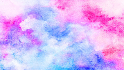 Obraz na płótnie Canvas Colorful watercolor wet brush paint wave paper texture pink white violet blue stylized card for text design, web, print. watercolor background for textures and backgrounds