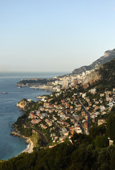 Fototapeta na wymiar Monaco and Roquebrune-Cap-Martin, Cote d'Azur of French Riviera.