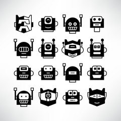 robot head avatar icons set