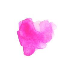 Watercolor pink color abstract spot isolated on white background. Hand drawn illustration.