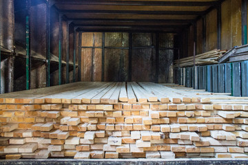 The old industrial wood hangar with equipment