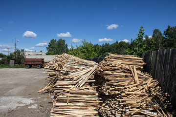 The old industrial wood hangar with equipment