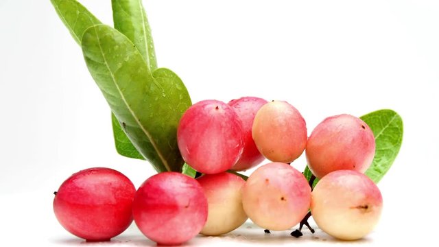 Karonda Fruit or Carunda Fruit (Carissa carandas L.), Christ's thorn on white background. HD 1920 &times; 1080