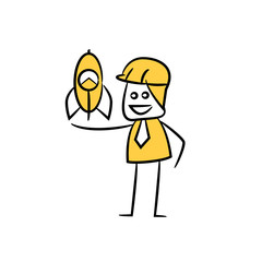 engineer present rocket icon stick figure yellow theme
