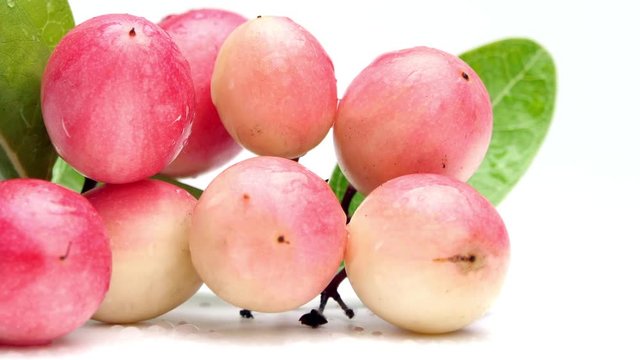 Karonda Fruit or Carunda Fruit (Carissa carandas L.), Christ's thorn on white background. HD 1920 &times; 1080