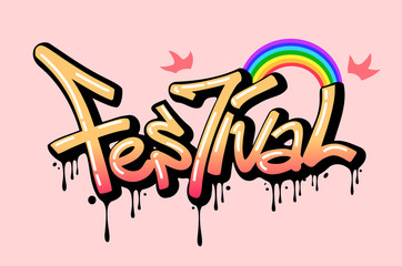 Festival Text in Graffiti style painting, vector Illustration.