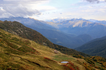 Fototapeta premium Valley of the Seven Lakes in the Caucasus Mountains.