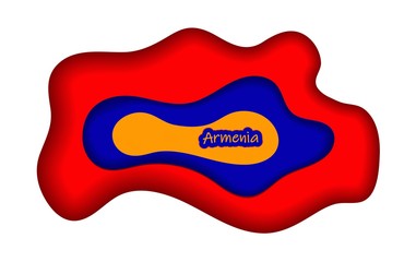 Congratulatory design for May 28, Republic of Armenia Day. EMBLEM, LOGO IN COLORS OF THE NATIONAL FLAG.