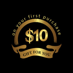 Gift for you stock label, golden label. EPS file available.