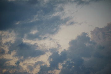 Cumulus clouds in the sunset sky.
