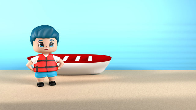 Personaje con barco