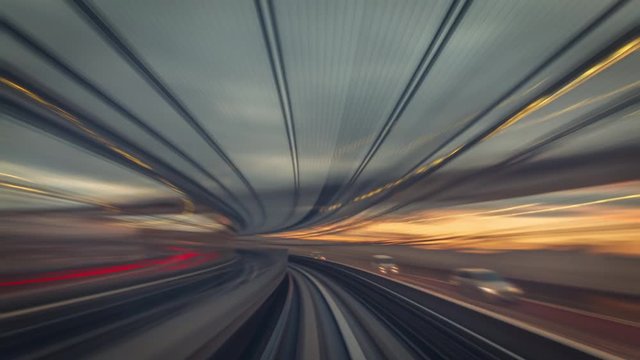Time Lapse of a train ride thought Tokyo Japan.