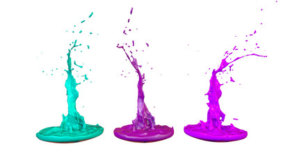 paint flew out of the jar on white background. Simulation of 3d splashes of ink on a musical speaker that play music. beautiful splashes as a bright background. Multicolor 4