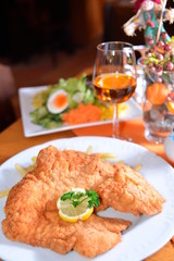 Close up of Wiener Schnitzel;Romerzeche;Vienna;Austria