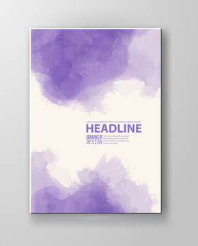 Watercolor purple color design banner. Abstract vector illustration. © sdmix