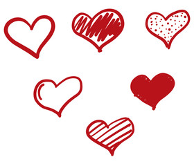 Hand drawn hearts set. Vector illustration