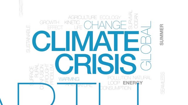 Climate crisis animated word cloud. Kinetic typography.