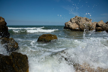 Fototapeta na wymiar Storm waves on the Azov Sea, Crimea