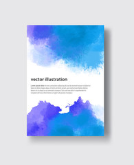 Watercolor blue sea color design banner. Abstract vector illustration.