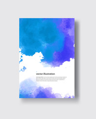 Watercolor blue sea color design banner. Abstract vector illustration.