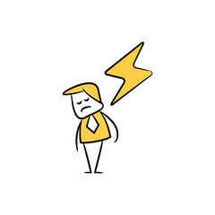 businessman and thunderbolt yellow hand drawn theme