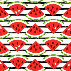 Foto op Plexiglas Watermeloen Naadloos watermeloenpatroon voor je frisse zomerontwerp