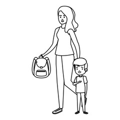 happy student boy with female teacher