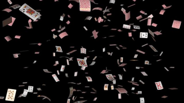 Falling 3d element poker cards all suits loop with dof