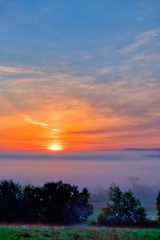 Foggy Morning Sunrise Over Venango Valley Northwest Pennsylvania