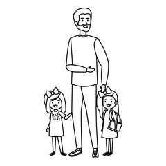 happy students girls with male teacher