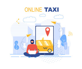 Booking Online Taxi Service Application Ad Banner