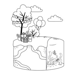 Happy Birthday and celebration in park design